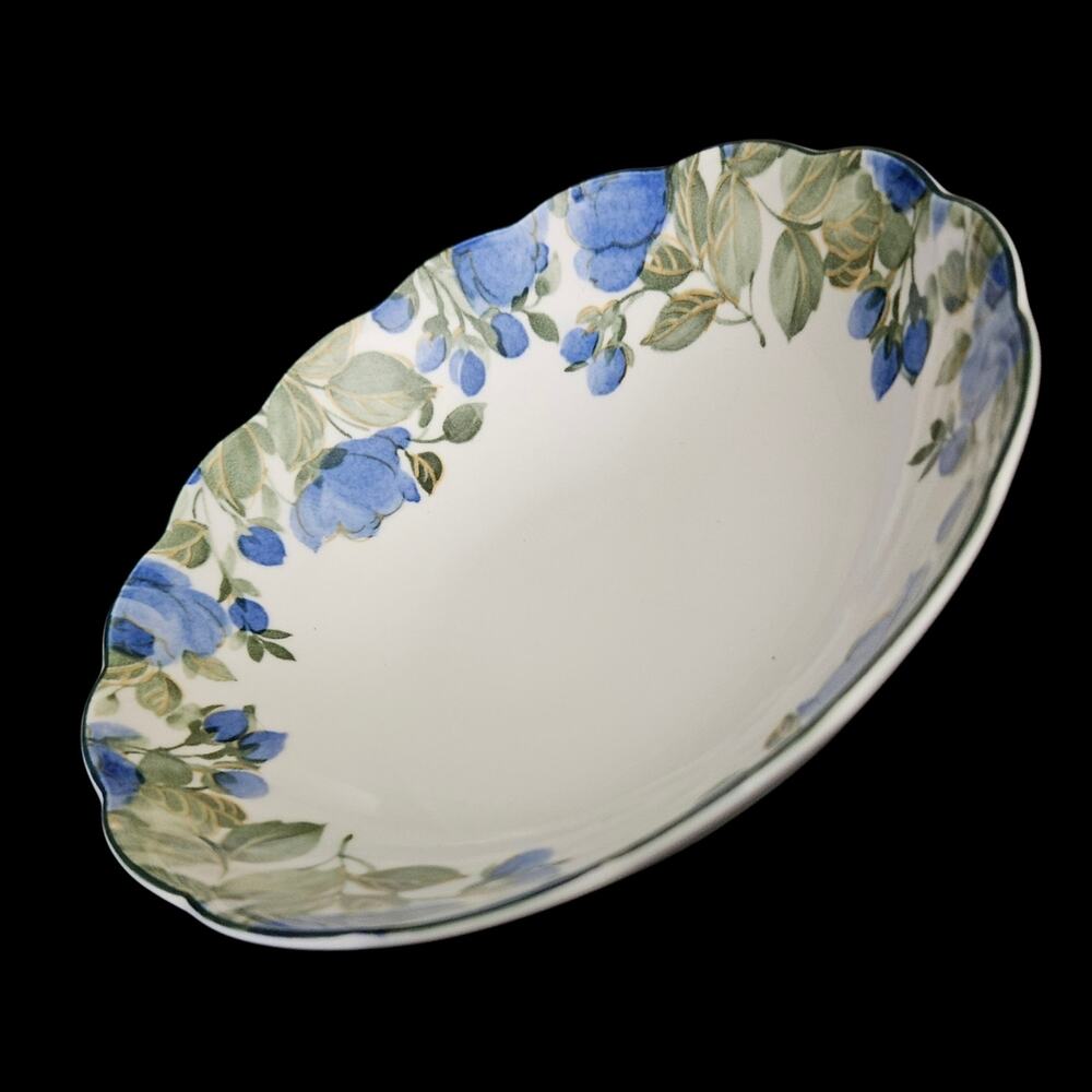 Nikko Blue Floral Cereal Bowls Set of 4 Japan Scalloped Rim Tableware
